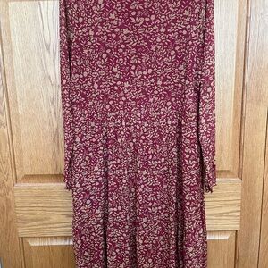Torrid Burgundy Floral Long Sleeve Dress